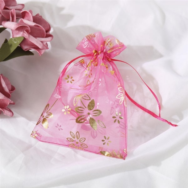 20st/lot Organza smyckespåsar Presentförpackningspåsar LJUSROSA Light Pink 9x12cm