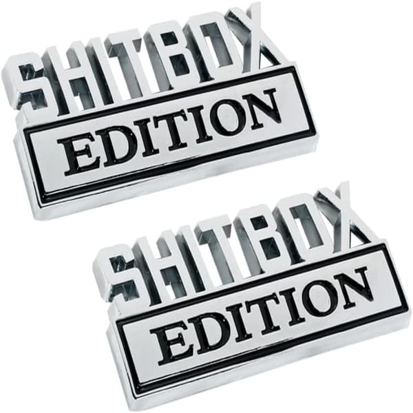 2 st Shitbox Edition Emblemer 3D Bokstav Bilemblem Märke Metall