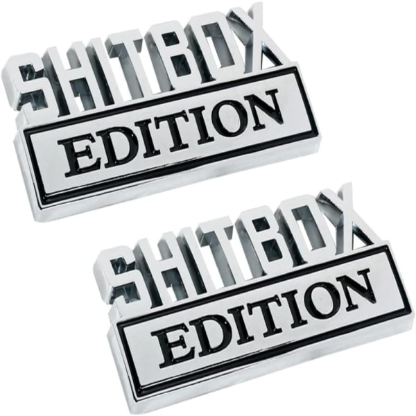 2 Stk Shitbox Edition Emblemer 3D Brev Bil Emblem Badge Metal