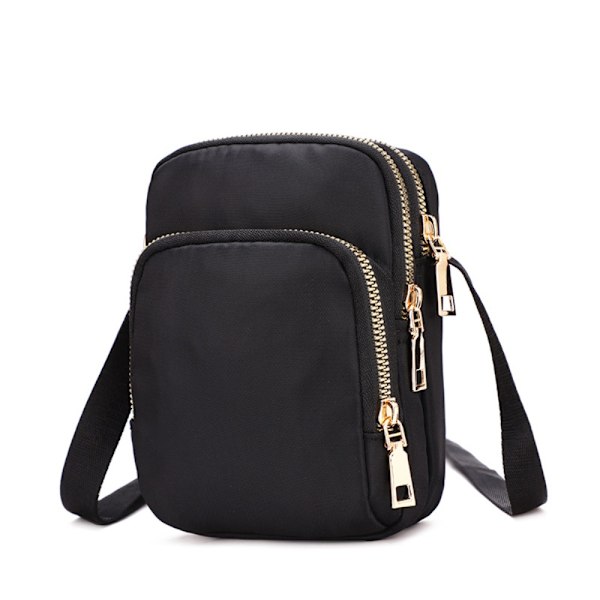 Kvinder Crossbody lynlåstaske Mobiltelefon Skuldertaske SORT Black