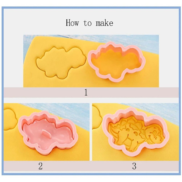 8 stk/sett Cookie Cutters Kjeksform Cookie Stempel DIY Baking