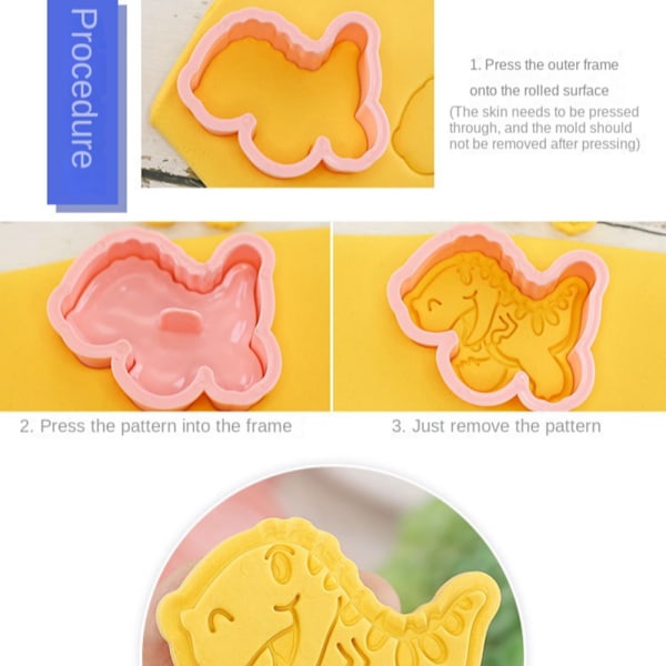 8 stk/sett Cookie Cutters Trykkbar kjeksform Stempel DIY Baking