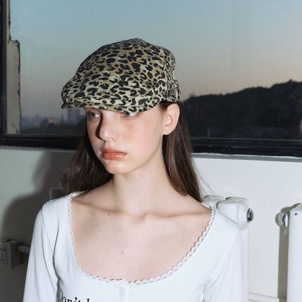 Leopard Print Kasket Leopard Baret Britisk Peaked Kasket