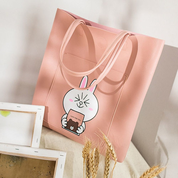Tegneserie Indkøbstaske Kvinder Håndtasker PINK KANIN KANIN pink rabbit-rabbit