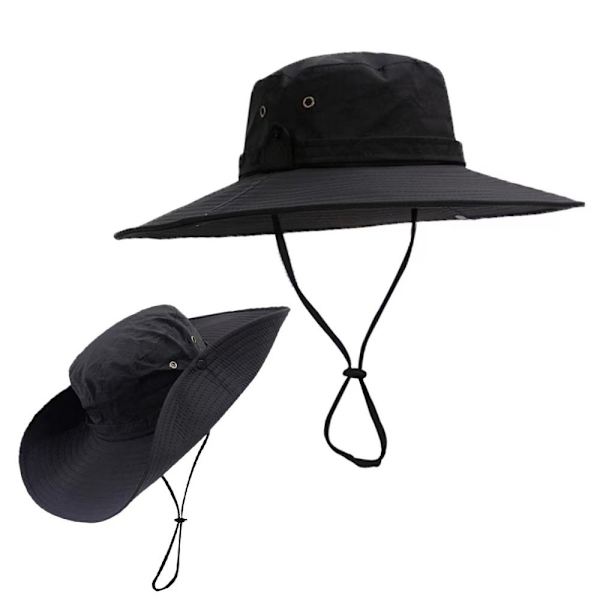 12cm Brim Buckets Hat UV Beskyttelse Solhat SORT black