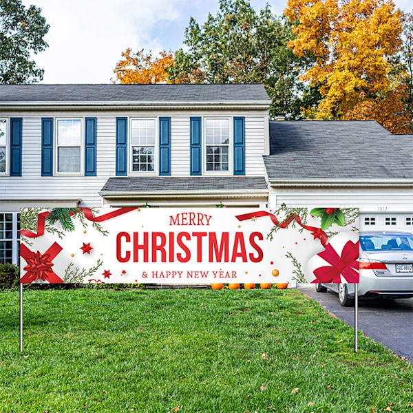 Jul Udendørs Banner Bagtæppe Bannere GLÆDELIG JUL GLAD Happy Christmas