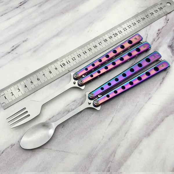 Butterfly Folding Spoon Fork Balisong Training Tool HAARUKKA fork