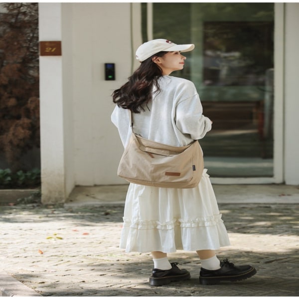 Olkalaukku Crossbody Suuri kangaslaukku VALKOINEN White