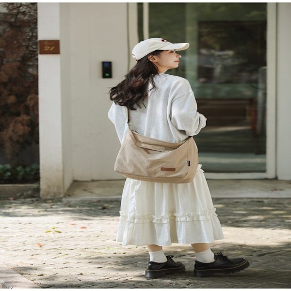 Olkapäät Crossbody Laukku Suuri Canvas Messenger Laukut KHAKI Khaki