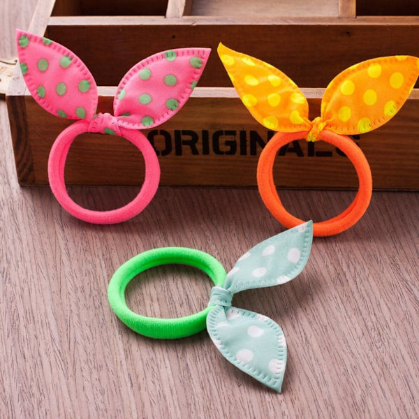 1/10 STK Elastiske hårbånd Bunny Ears Hårtau 10 STK-FARGE 10Pcs-Color Random