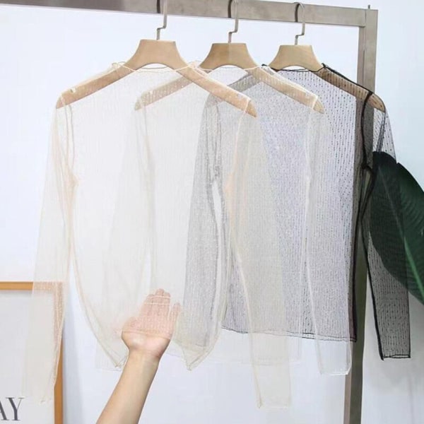 T-shirt Toppe See Through Bluse SORT Black