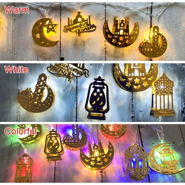 1.65m 10LED Eid Mubarak LED-ljusslinga Ramadan Dekoration white