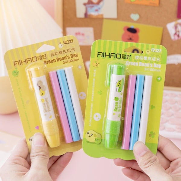 Udskiftelig Pen Shape Rubber Eraser Sød brevpapir nyhed Color Random