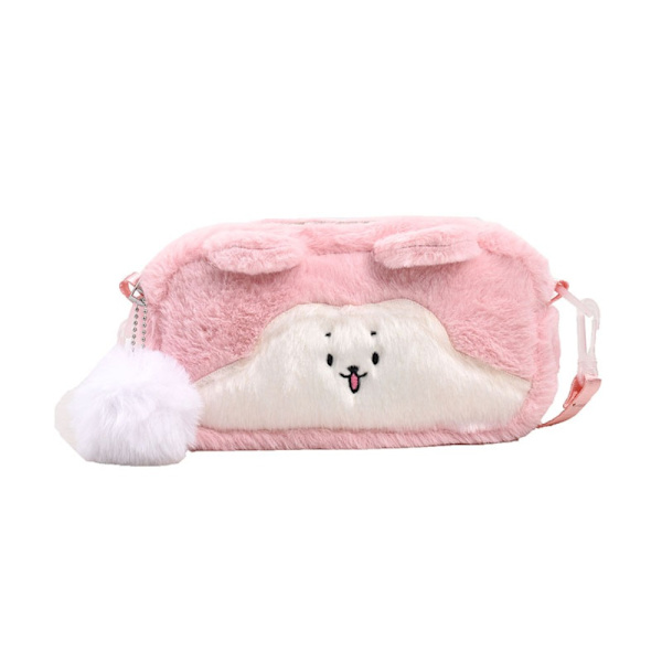 Ryggsäck Plysch Doll Axelväska ROSA CIRKULÄR CIRKULÄR Pink Circular-Circular
