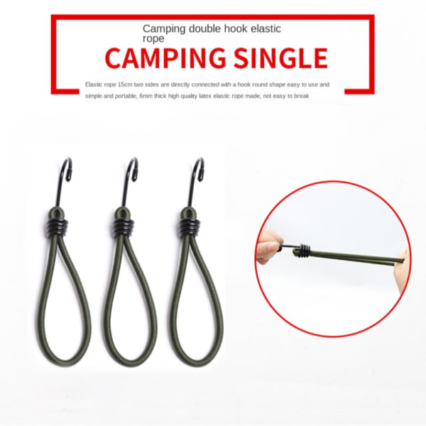 Elastisk reb med krog fast bindingsbælte 12CM SORT 12CM SORT 12cm Black