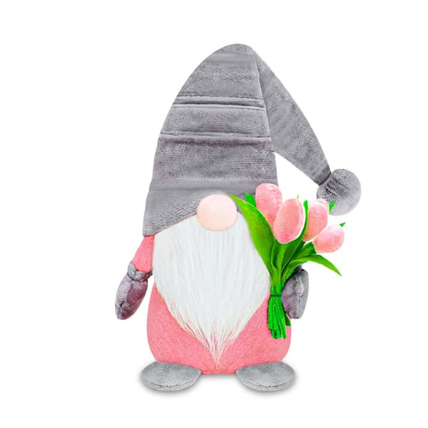 Ansiktslös Dvärg Docka Håller Tulpan Tomte ROSA Pink