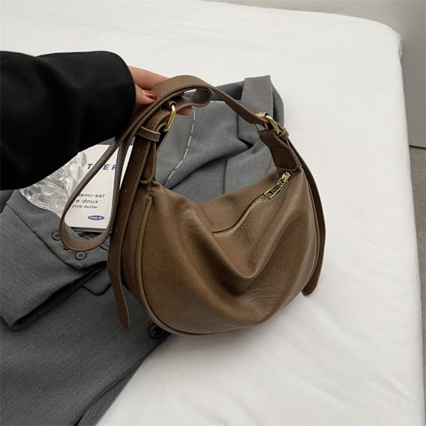 PU-nahkainen Crossbody Laukku Suuri tilavuus Olkalaukku VAALEENRUSKEA Light Brown