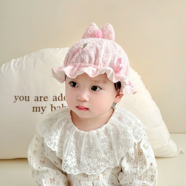 Ruffle Princess Cap Baby Bøttelue HVIT white