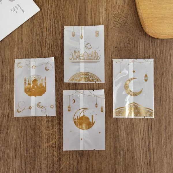 100 st Eid Mubarak Presentpåsar Mini Nougatpåse 7X10CM