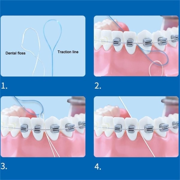 Floss Threaders Dental Traction BLÅ blue