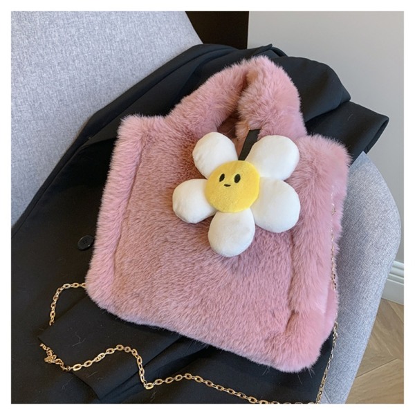 Sunflower Plush Crossbody Bag Furry Crossbody Bag ROSA pink