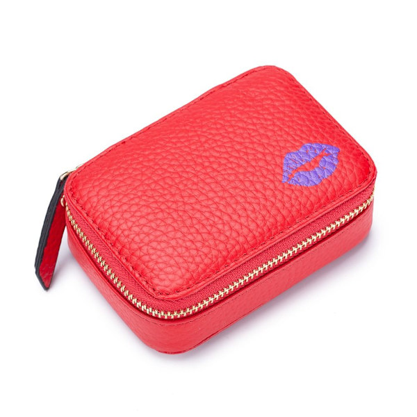 Læder kosmetiktaske Spejl Makeup Pouch RØD red