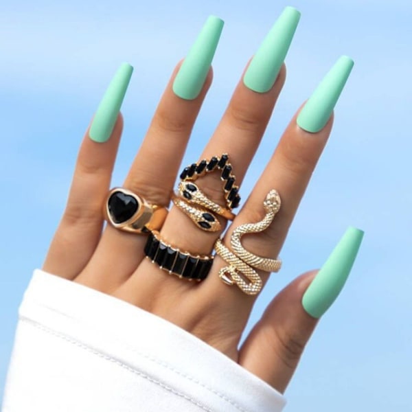 5st imiterad ädelstensring Ring Set SVART black