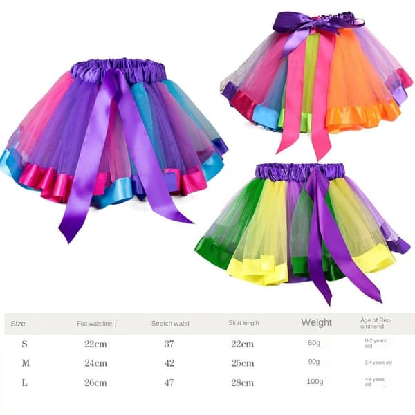 Barn Tutu Pige Regnbue Nederdele S2 2 S2