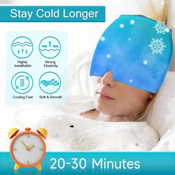 Kold kompres terapi hat hovedmassager kasket BLÅ Blue