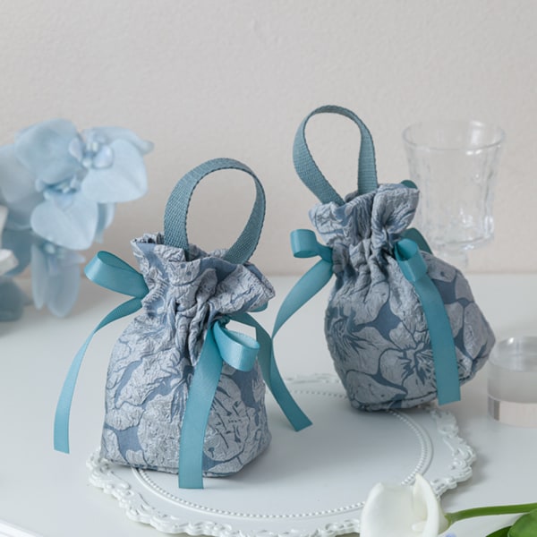 Candy Snørepose Bryllupsgaveposer BLÅ Blue