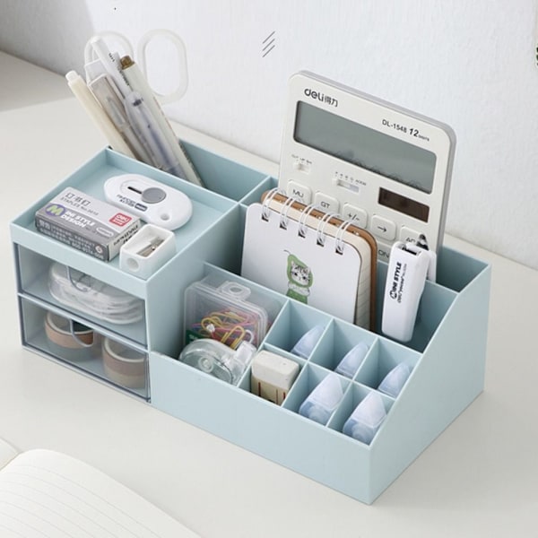 Desktop Organizer Opbevaringsboks til kontorartikler BLÅ Blue