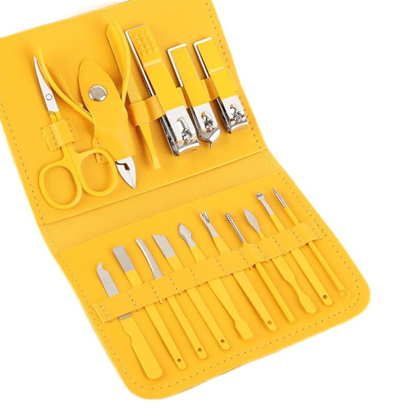 16st/ Set Manikyr Set Nagelklippare Verktyg GUL Yellow