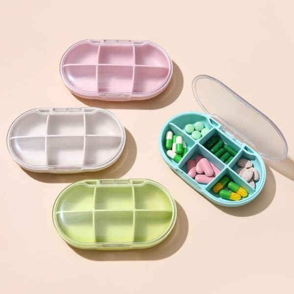 6 Grids PillBox Pills Organizer Case VIT white