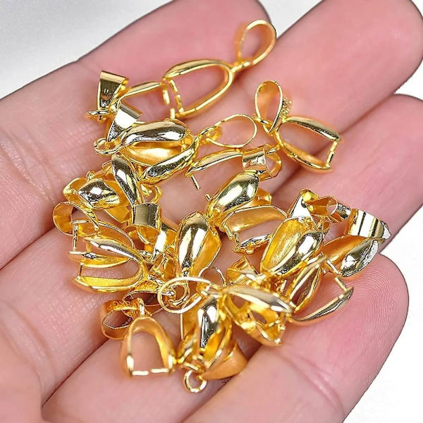 10 st hängsmycke Pinch Bail Dingle Charm Bead Connector GULD Gold 4x16mm10pcs-10pcs