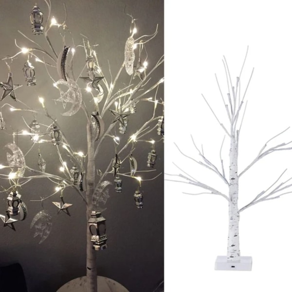 Led Birch Light Tree Blinkende Træ Bonsai HVID White