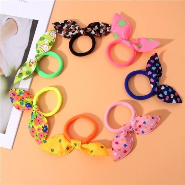 1/10 STK Elastiske hårbånd Bunny Ears Hårreb 10 STK-FARVE 10Pcs-Color Random