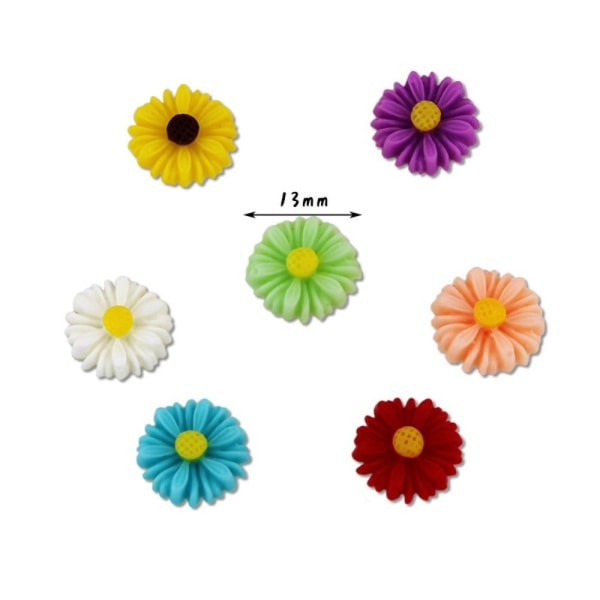 50 stk DIY Daisy Flower Charms Flatbacks Resin Daisy Flower RØD red