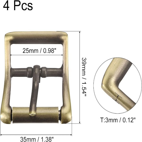 Single Prong Leather Prong Leather Spänne Square Center Bar