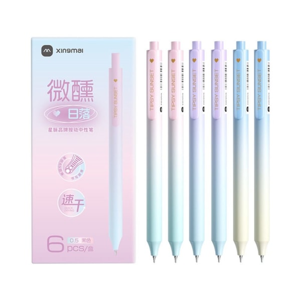 6 STK/Eske Gel Pen Nøytral Pen 6 STK/ESKE 6 STK/ESKE 6Pcs/Box