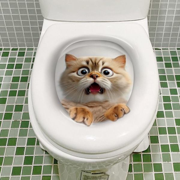 3D Cat Toilet Stickers Livliga djurdekaler 2 2 2
