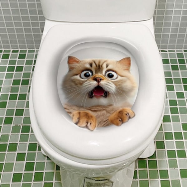 3D-kattetoiletklistermærker Livlige dyredekaler 1 1 1