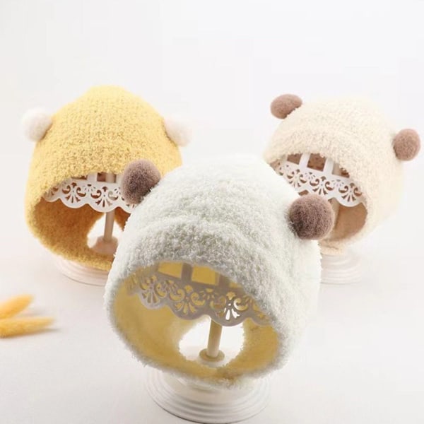 Høst Vinter Luer Baby Barn Beanie Caps HVIT White