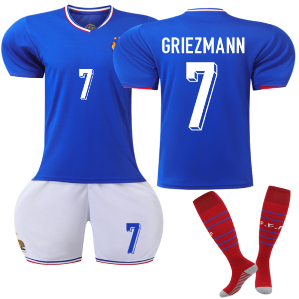 Ranskan Kotijoukkueen Jalkapallopaita Lapsille 2024, Numero 7 Griezmann 18