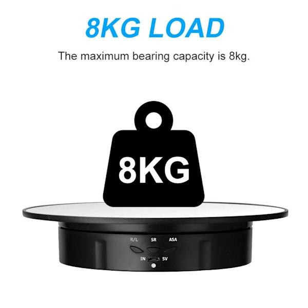 Motoriserad Roterande Spegel Display Stativ Skivspelare VIT White