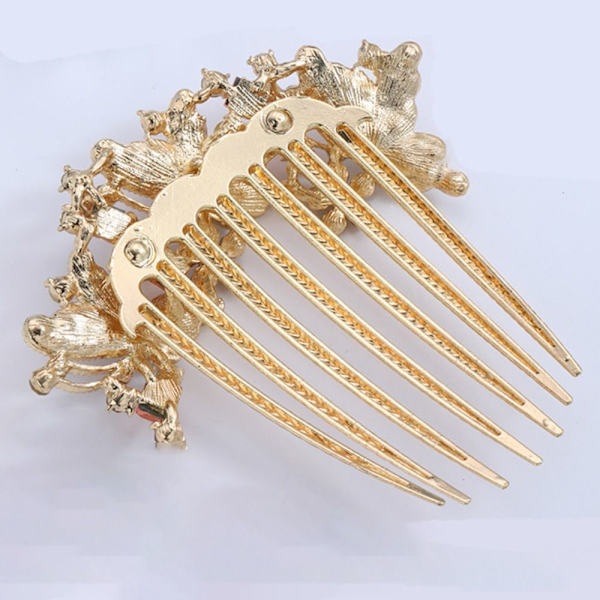 Rhinestone Hårklämma Blomma Hårkam GULD gold