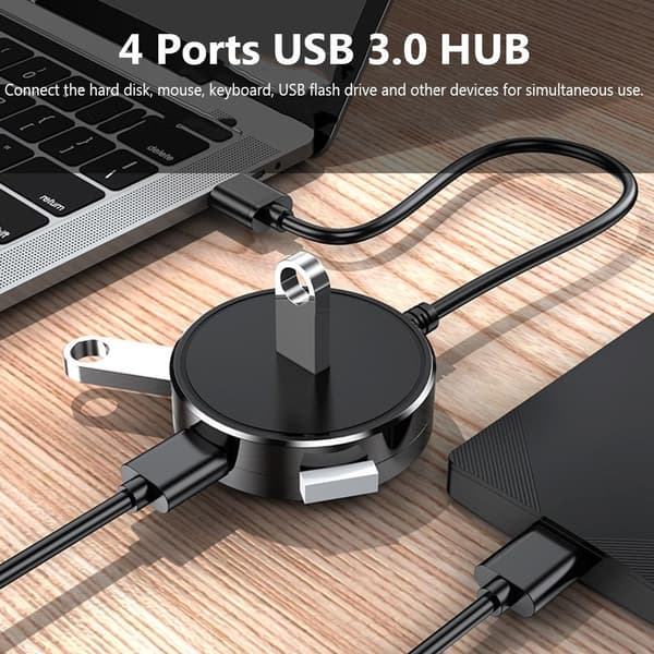 USB 3.0 Hub 4 Porter 100CM HVIT HVIT 100cmWhite