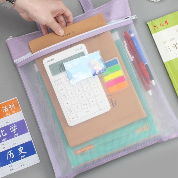 Läpinäkyvä Mesh File Bag Paperilaukku VAALEENVIHREÄ Light green