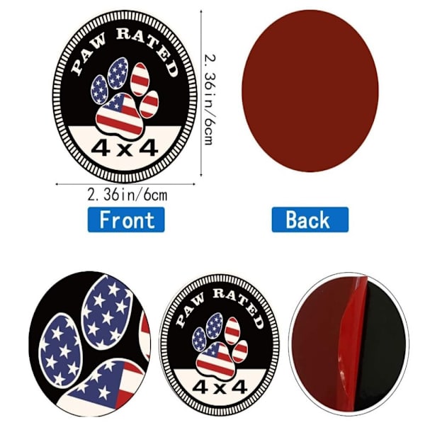 2 stk Paw Badge Vurdert Bilemblem American Flag Car Badges