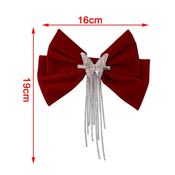 Bow Rhinestone Hårnålar Bow Hårklämmor RÖD red