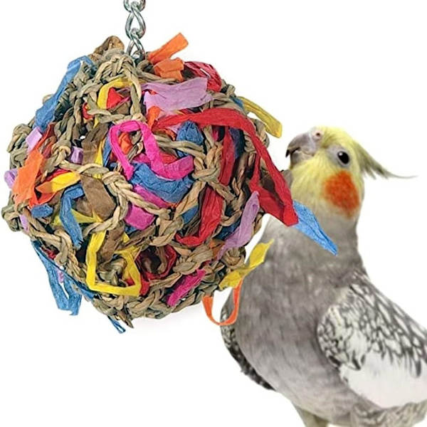 Parrot Toy Grass Woven Färgglad Tear Toy Dekompression Fun Pull
